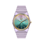 Montre ICE WATCH ice power pw1 femme analogique, boîtier plastique violet, lunette dorée, bracelet silicone violet - vue 1
