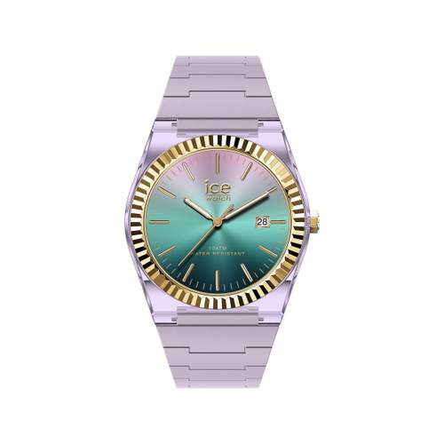 ICE WATCH ice power pw1 analog women's watch, purple plastic case, gold bezel, purple silicone strap