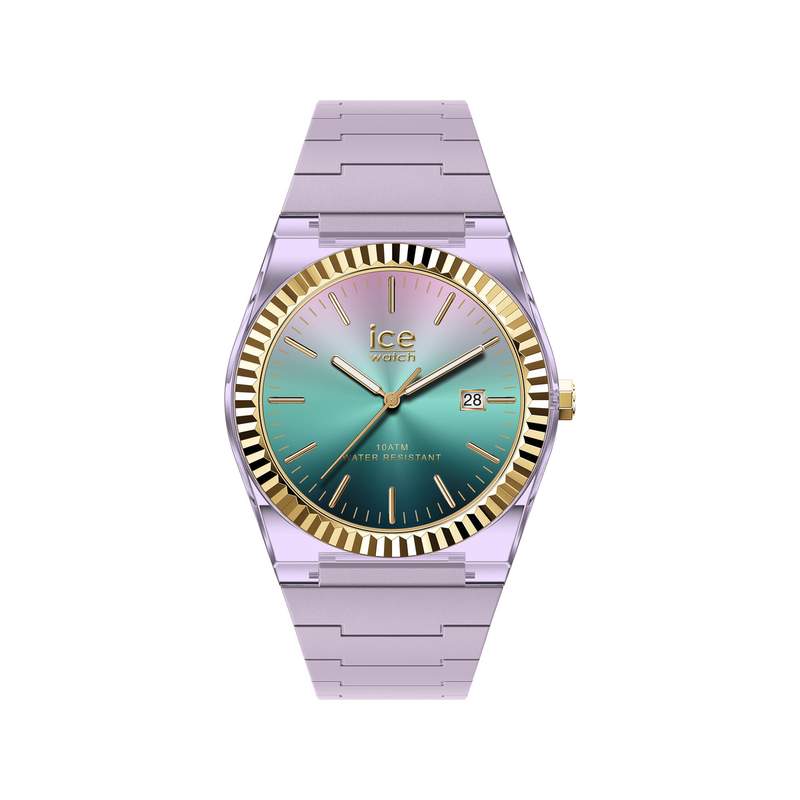 Montre ICE WATCH ice power pw1 femme analogique, boîtier plastique violet, lunette dorée, bracelet silicone violet - vue 1