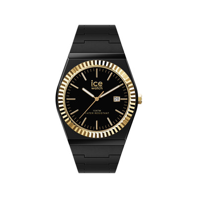 Montre ICE WATCH ice power pw1 mixte analogique, boîtier plastique noir, lunette dorée, bracelet silicone noir - vue 1
