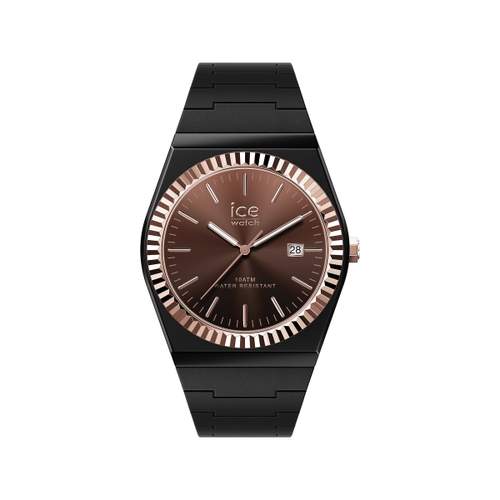 Montre ICE WATCH ice power pw1 mixte analogique, boîtier plastique noir, lunette dorée, bracelet silicone noir