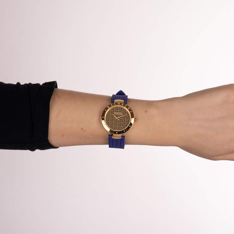 Montre BALMAIN BALMAINIA femme bracelet caoutchouc bleu - vue porté 2