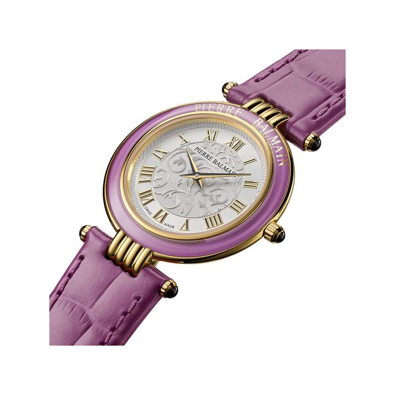 Montre BALMAIN haute elegance femme bracelet cuir vernis parme - vue 2