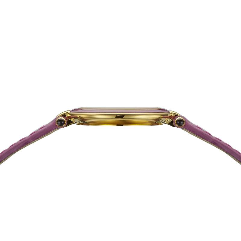 Montre BALMAIN haute elegance femme bracelet cuir vernis parme - vue D2