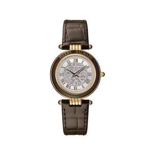 Montre BALMAIN haute elegance femme bracelet cuir vernis marron chocolat