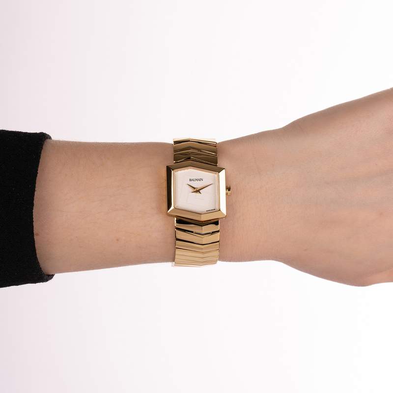 Montre BALMAIN taffetas femme bracelet pvd doré - vue porté 2