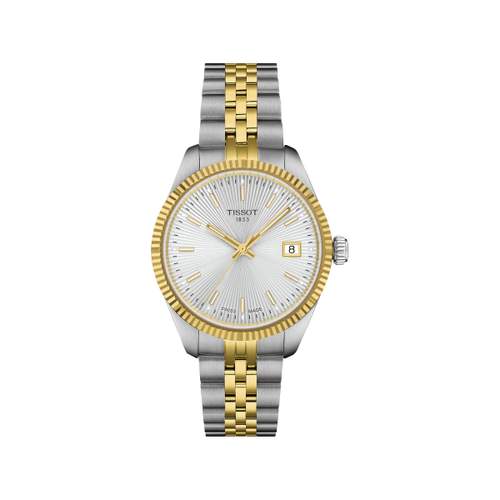 TISSOT BALLADE ladies' watch white dial two-tone stainless steel bracelet