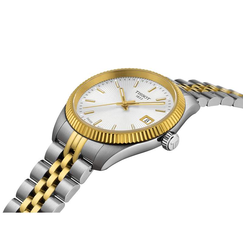 Montre TISSOT BALLADE femme cadran blanc bracelet acier inoxydable bicolore - vue D1