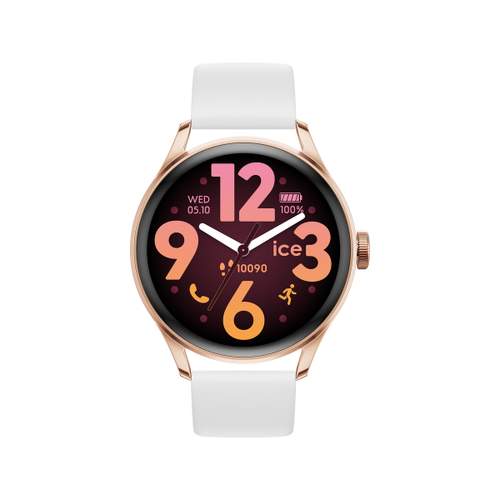 Montre ICE WATCH smart 3.0 mixte connecté, boitier doré rose, bracelet silicone blanc