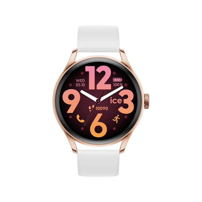 Montre ICE WATCH smart 3.0 mixte connecté, boitier doré rose, bracelet silicone blanc - vue 1