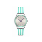 Montre SWATCH Essentials femme, boitier gris, cadran gris, bracelet silicone vert - vue 1