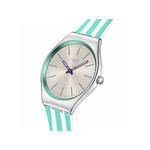 Montre SWATCH Essentials femme, boitier gris, cadran gris, bracelet silicone vert - vue 2