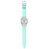 Montre SWATCH Essentials femme, boitier gris, cadran gris, bracelet silicone vert - vue VD1