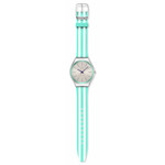 Montre SWATCH Essentials femme, boitier gris, cadran gris, bracelet silicone vert - vue D1
