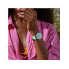 Montre SWATCH Essentials femme, boitier gris, cadran gris, bracelet silicone vert - vue Vporté 4