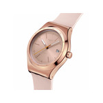 Montre SWATCH Essentials femme automatique, cadran rose, bracelet silicone rose - vue 2
