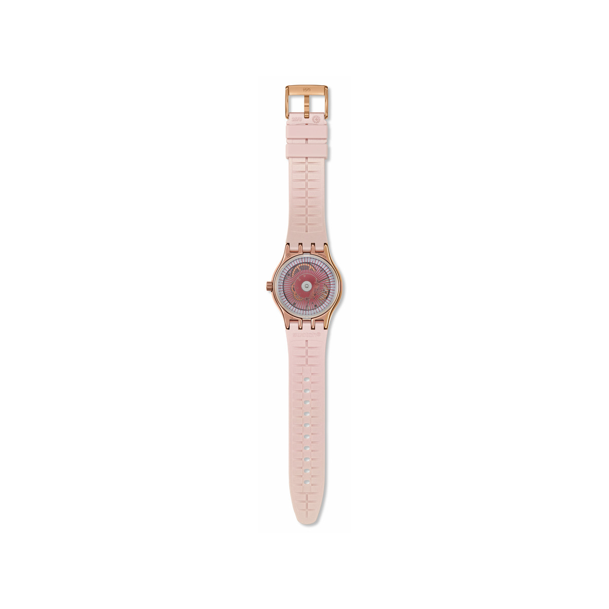 Montre SWATCH Essentials femme automatique, cadran rose, bracelet silicone rose - vue 3
