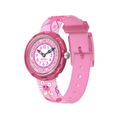 Watch FLIK FLAK let's get artsy child pink dial pink bracelet pet recycle pink