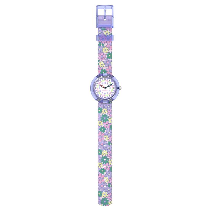 Montre FLIK FLAK let's get artsy enfant cadran blanc bracelet pet recycle violet - vue D1