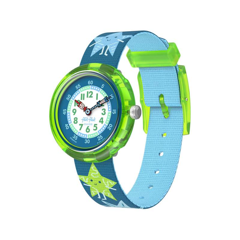 Montre FLIK FLAK let's get artsy enfant cadran vert bracelet pet recycle bleu - vue 1