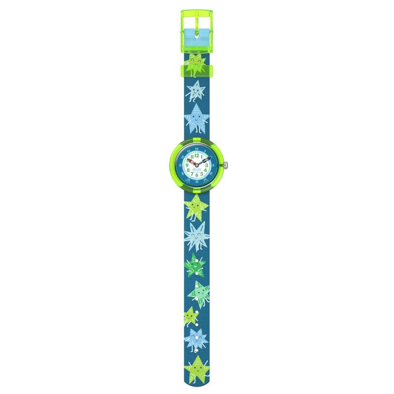 Montre FLIK FLAK let's get artsy enfant cadran vert bracelet pet recycle bleu - vue D1