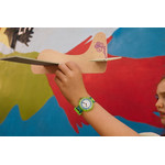 Montre FLIK FLAK let's get artsy enfant cadran vert bracelet pet recycle bleu - vue porté 1