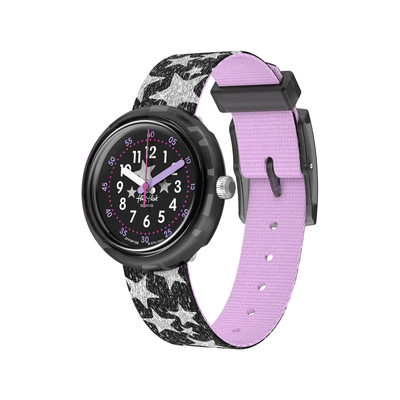 FLIK FLAK let's get artsy kid's watch black dial black recycled pet bracelet