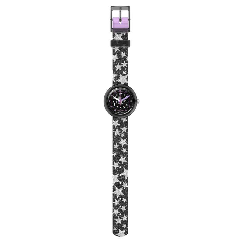 Montre FLIK FLAK let's get artsy enfant cadran noir bracelet pet recycle noir - vue D1