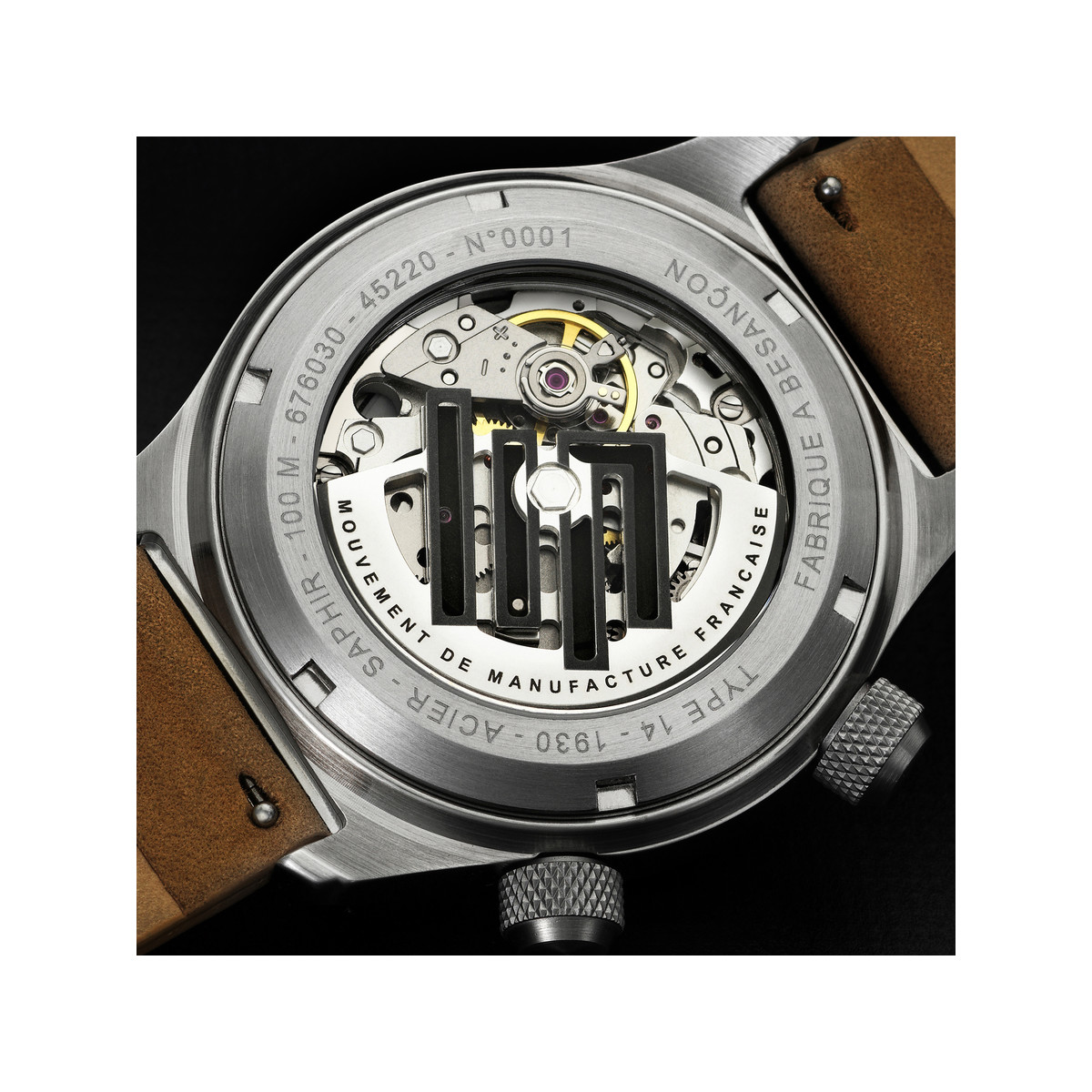 Montre LIP MANUFACTURE type 14 homme automatique, bracelet cuir beige - vue D4