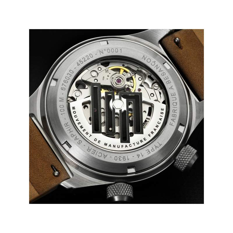 Montre LIP MANUFACTURE type 14 homme automatique, bracelet cuir beige - vue D4