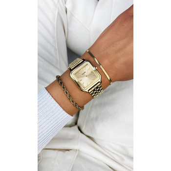 CLUSE Gracieuse dameshorloge met gele wijzerplaat en gouden roestvrijstalen armband