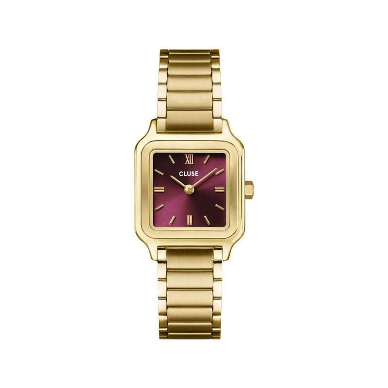 Montre CLUSE Gracieuse Petite femme cadran rouge bracelet acier doré - vue 1