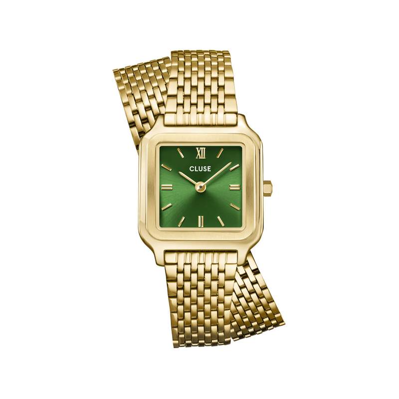 Montre CLUSE Gracieuse Petite femme cadran vert bracelet acier doré - vue 1