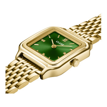 CLUSE Gracieuse Petite dameshorloge groene wijzerplaat goud roestvrijstalen armband