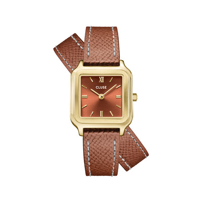 Montre CLUSE Gracieuse Petite femme cadran marron bracelet cuir doré