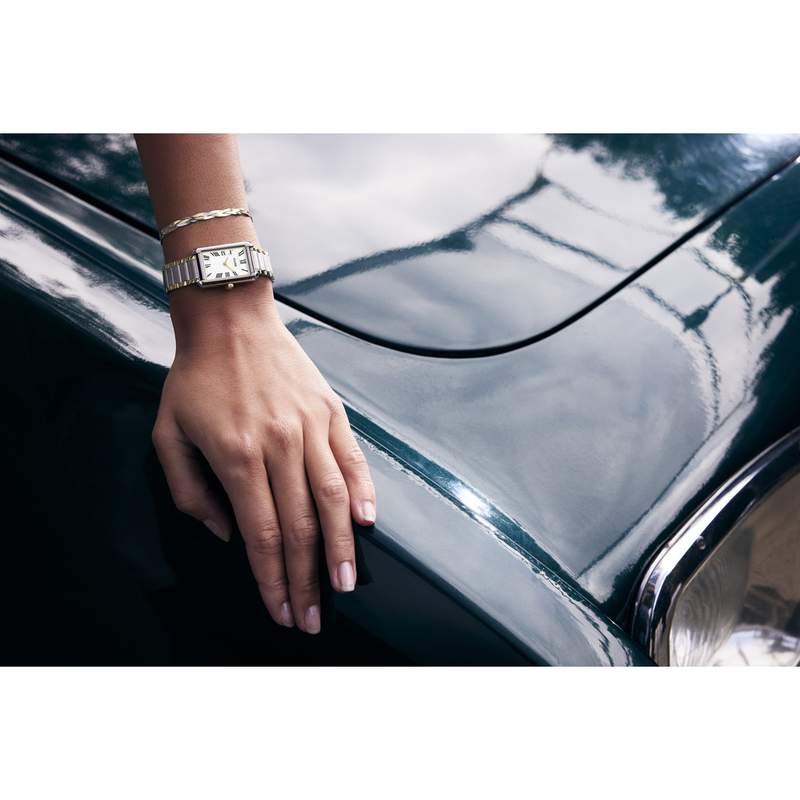 Montre CLUSE Belisenna femme cadran blanc bracelet acier bicolore - vue porté 4