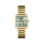 Montre CLUSE La Tétragone Multifunction femme cadran vert bracelet acier doré - vue 1