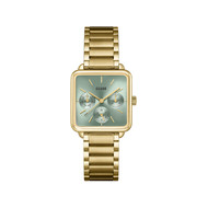 Montre CLUSE La Tétragone Multifunction femme cadran vert bracelet acier doré