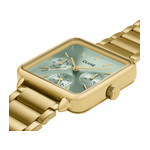 Montre CLUSE La Tétragone Multifunction femme cadran vert bracelet acier doré - vue 2