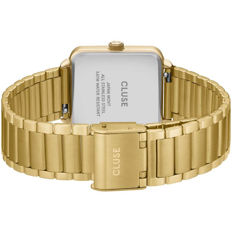 Montre CLUSE La Tétragone Multifunction femme cadran vert bracelet acier doré - vue 3