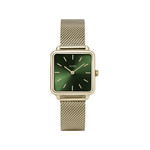 Montre CLUSE La Tétragone femme cadran vert bracelet acier doré - vue 1