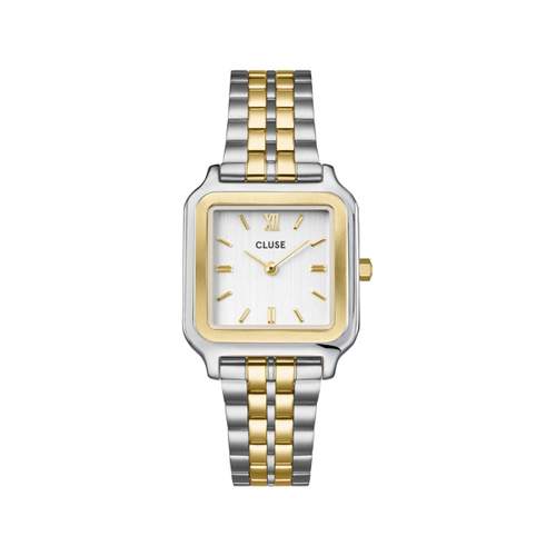 Montre CLUSE Gracieuse femme cadran blanc bracelet acier bicolore