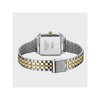 CLUSE Gracieuse dameshorloge met witte wijzerplaat en tweekleurige stalen armband
