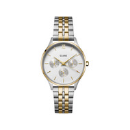 Montre CLUSE Minuit Multifunction femme cadran blanc bracelet acier bicolore