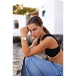 CLUSE Minuit Multifunction ladies' watch white dial two-tone steel bracelet - view worn 2
