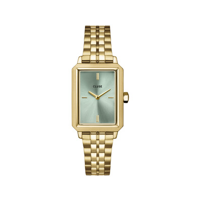 Montre CLUSE Fluette femme cadran vert bracelet acier doré - vue 1