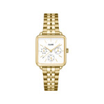 Montre CLUSE La Tétragone Multifunction femme cadran blanc bracelet acier doré - vue 1