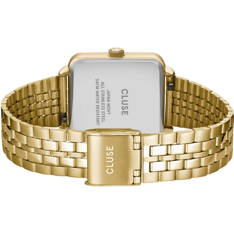 Montre CLUSE La Tétragone Multifunction femme cadran blanc bracelet acier doré - vue 3