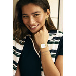 Montre CLUSE La Tétragone Multifunction femme cadran blanc bracelet acier doré - vue porté 2