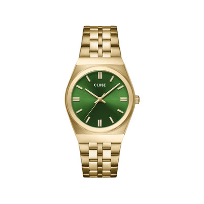 Montre CLUSE Retro 70's femme cadran vert bracelet acier doré